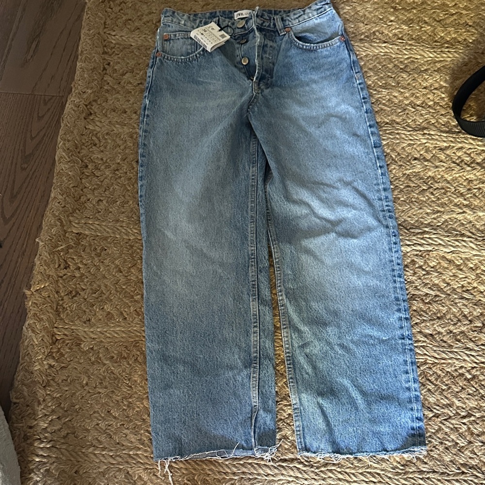 Zara Light Blue Straight Leg Jeans